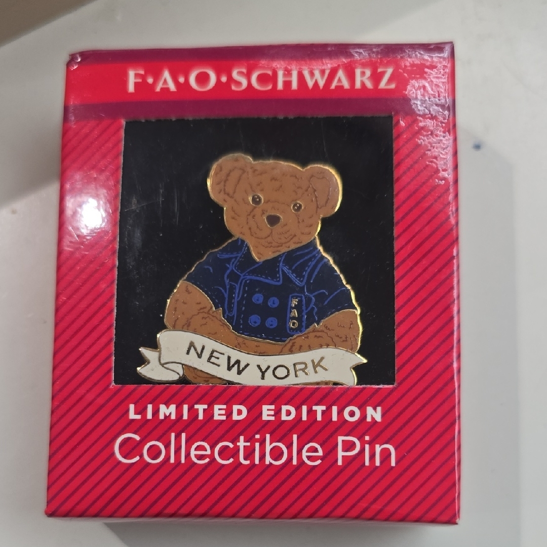 Fao Schwarz Red And Blue Teddy Bear Pin